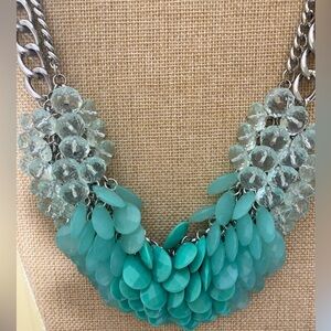 Talbots Seafoam Mesh Beaded Statement Necklace‎